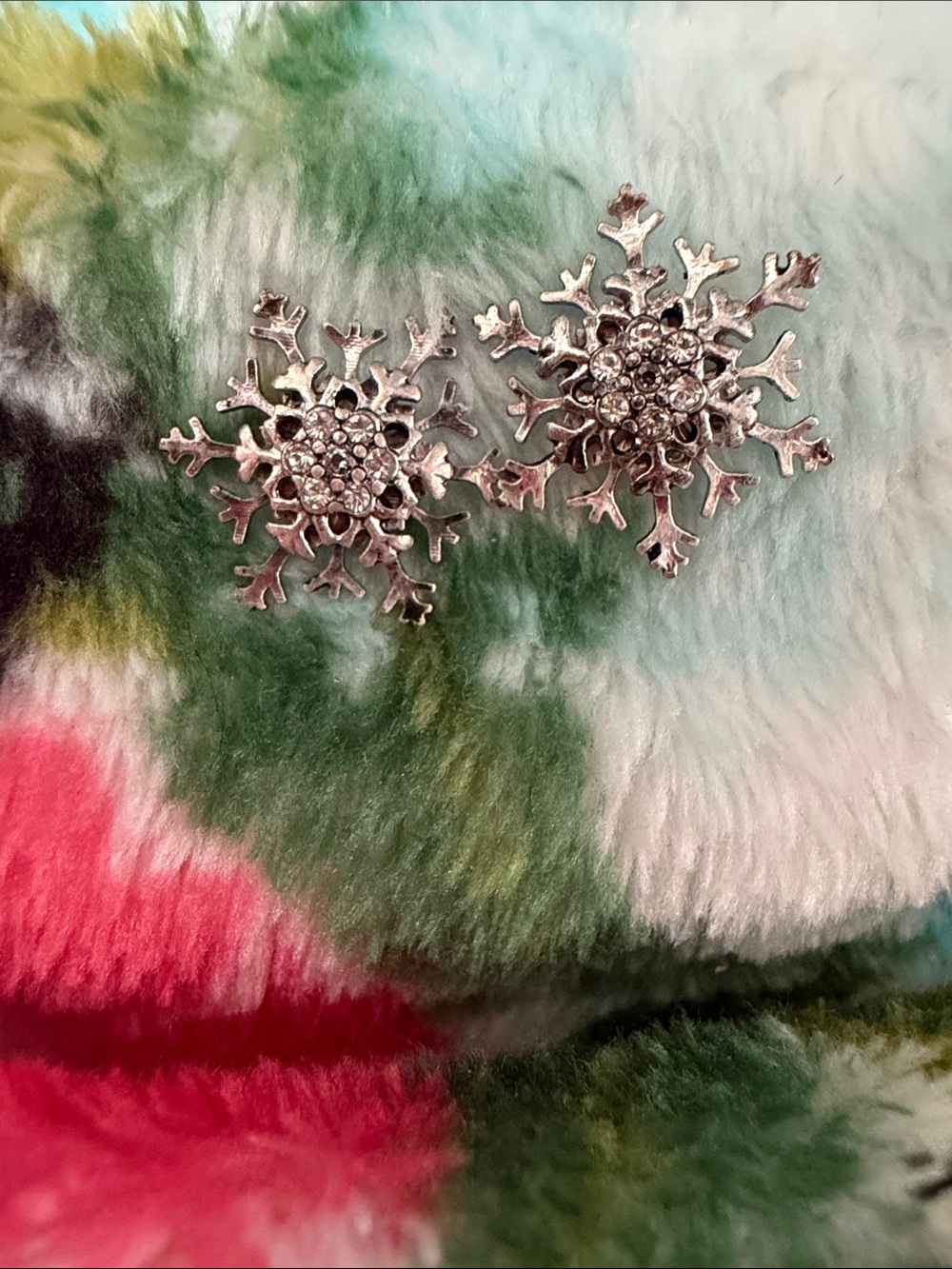 J. Jill Silver Snowflake Earrings  with Rhinestones